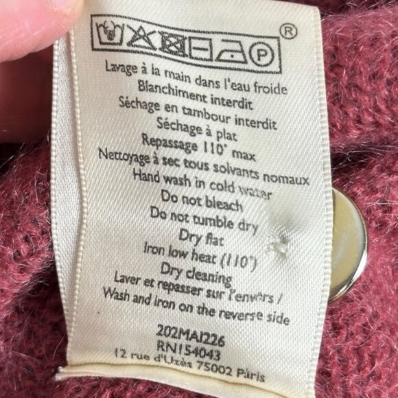 Sezane Tonio Mohair Merino Wool Sweater Cardigan Knit Berry Size Small French S - Picture 9 of 14